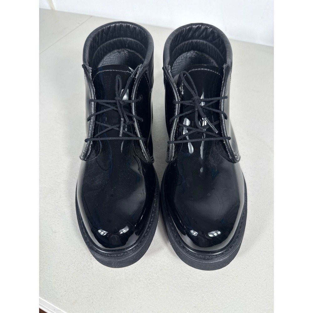 Bates Lites Womens Black High Gloss Patent Leather Chukka Boots Uniform Shoes